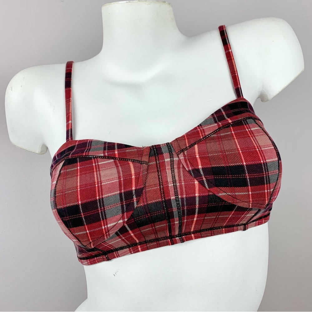 NWT Full Tilt Plaid Bralette Punk Goth Grunge Indie Festival Rock Y2K Retro Boho